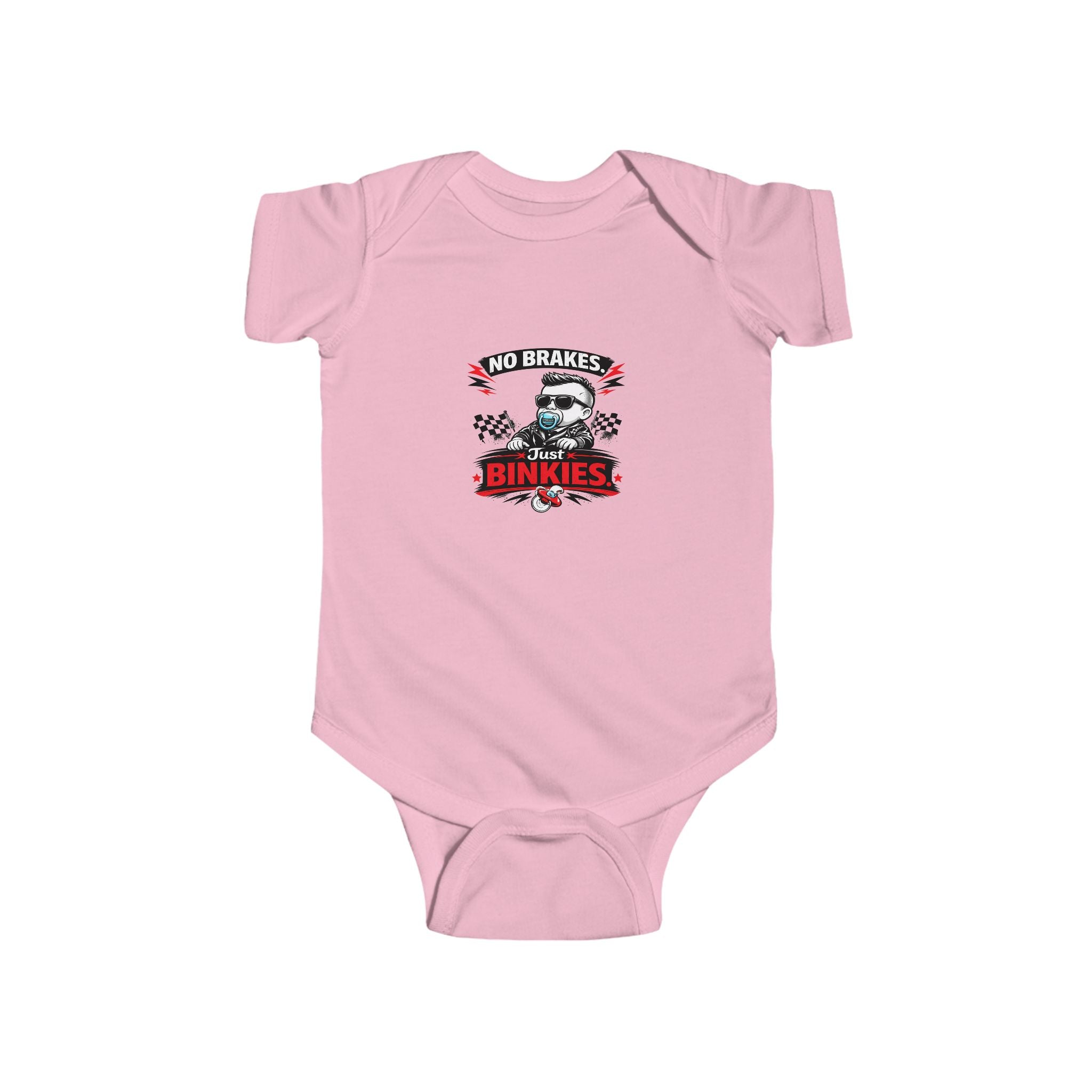 Infant Bodysuit — 'No Brakes, Just Binkies' Brakeless Racing Baby Onesie