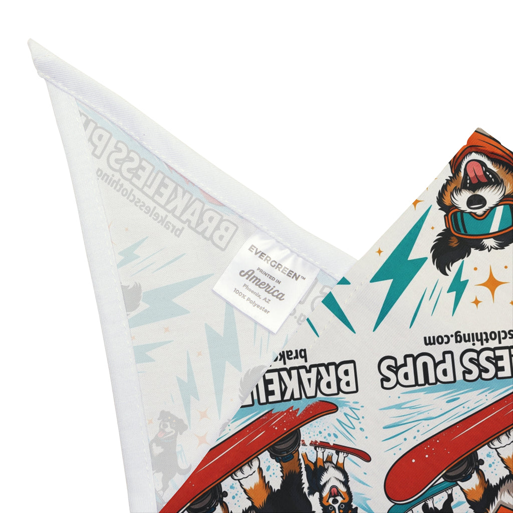 Snowboarding Dog Pet Bandana — 'Brakeless Pups' Winter Adventure Bandana for Dogs
