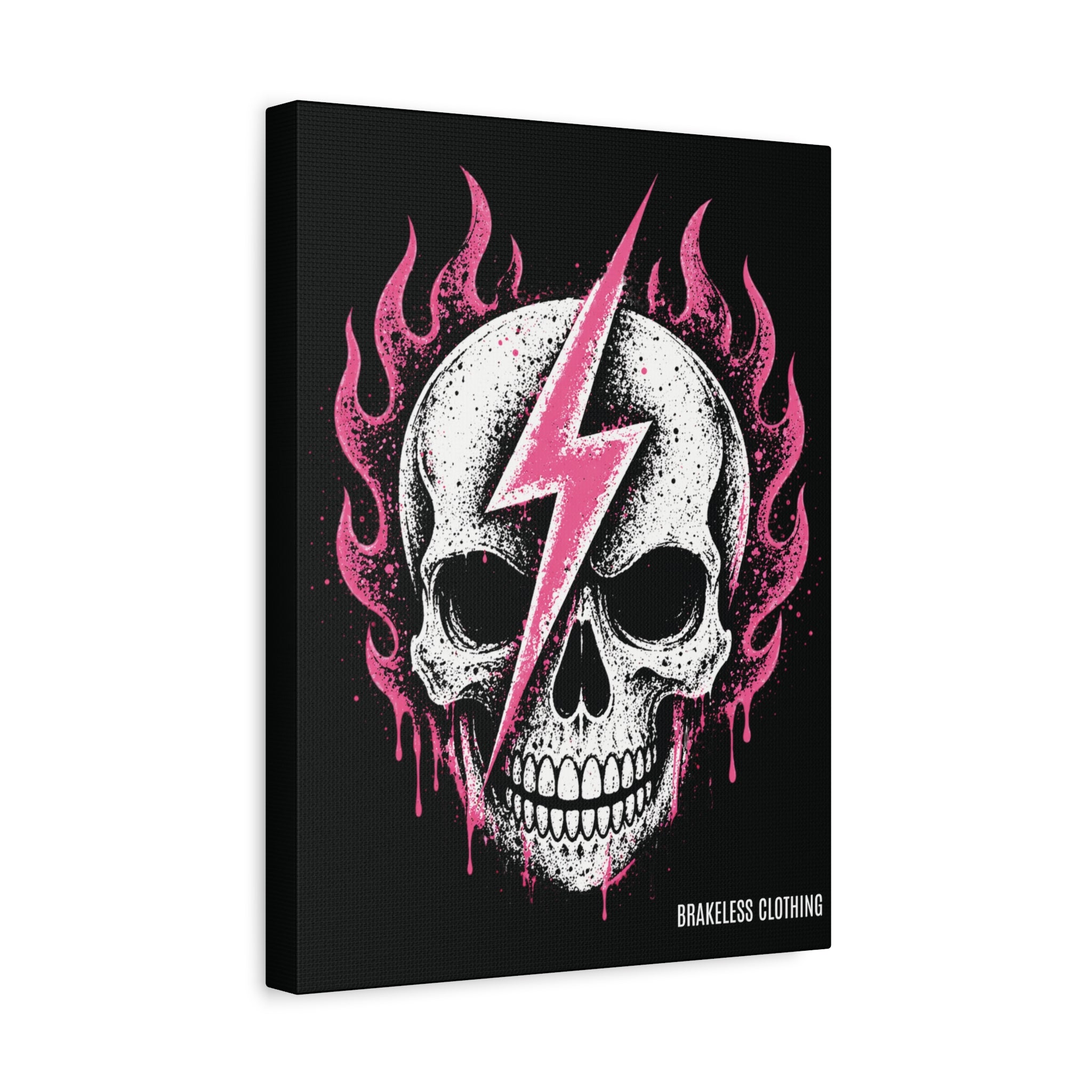 Pink Lightning Skull Canvas - BRAKELESS SEND IT ART