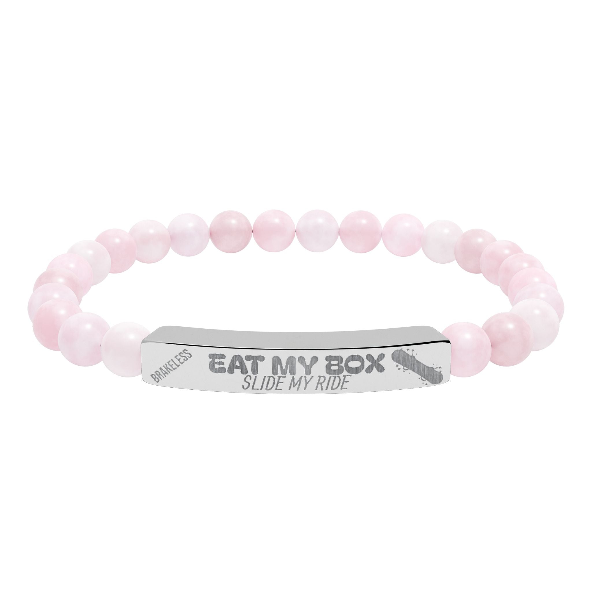 Engraved Natural Stone Stretch Bracelet — "EAT MY BOX" Bar