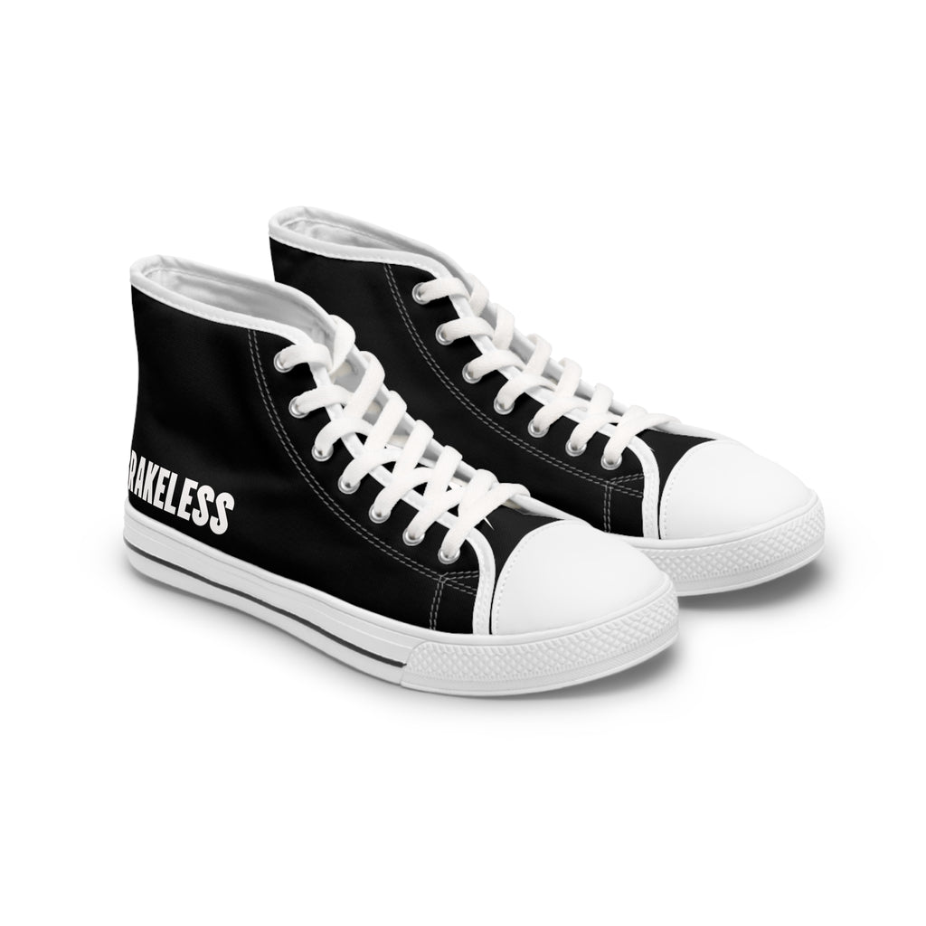 Women's High Top Sneakers — Black 'BRAKELESS' Canvas Casual Shoes