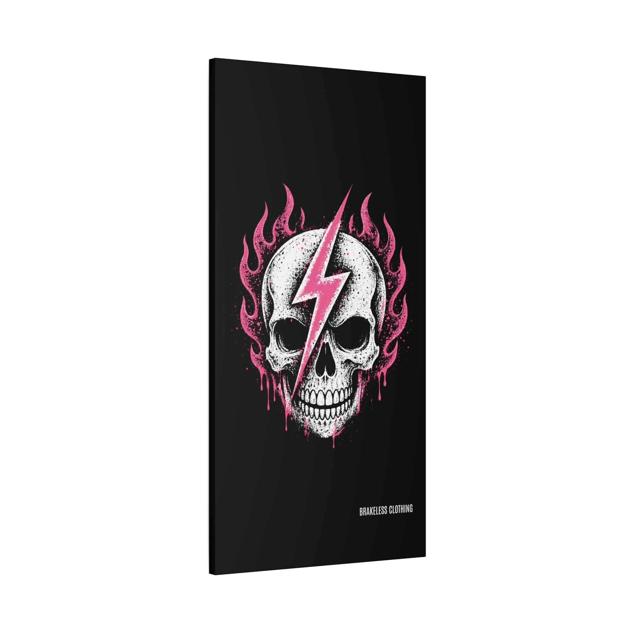 Pink Lightning Skull Canvas - BRAKELESS SEND IT ART