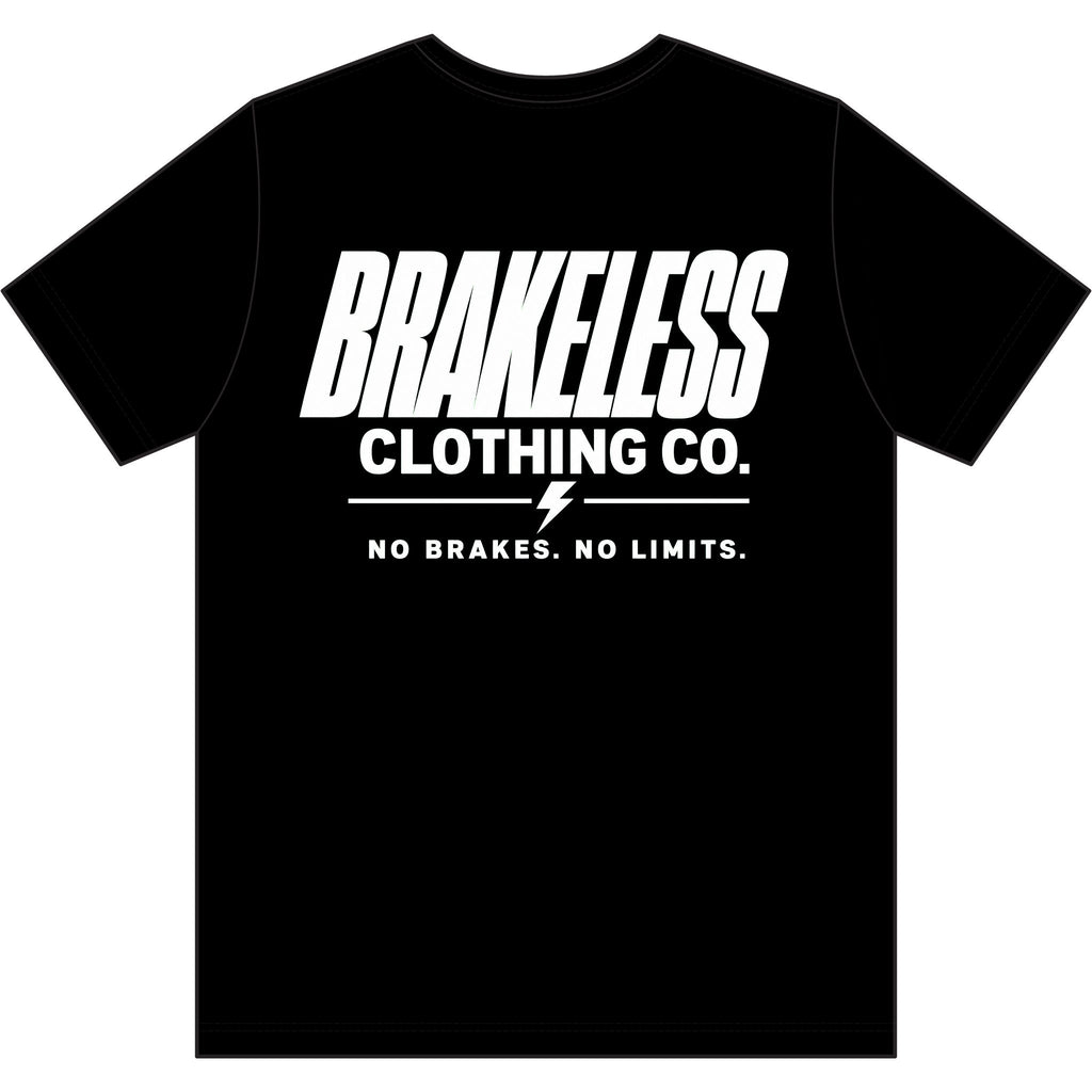Brakeless Clothing Co. Black Logo Tee — No Brakes. No Limits.