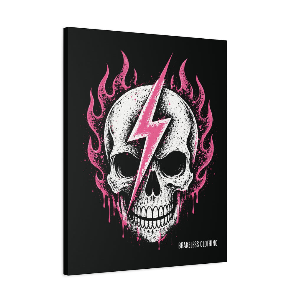 Pink Lightning Skull Canvas - BRAKELESS SEND IT ART