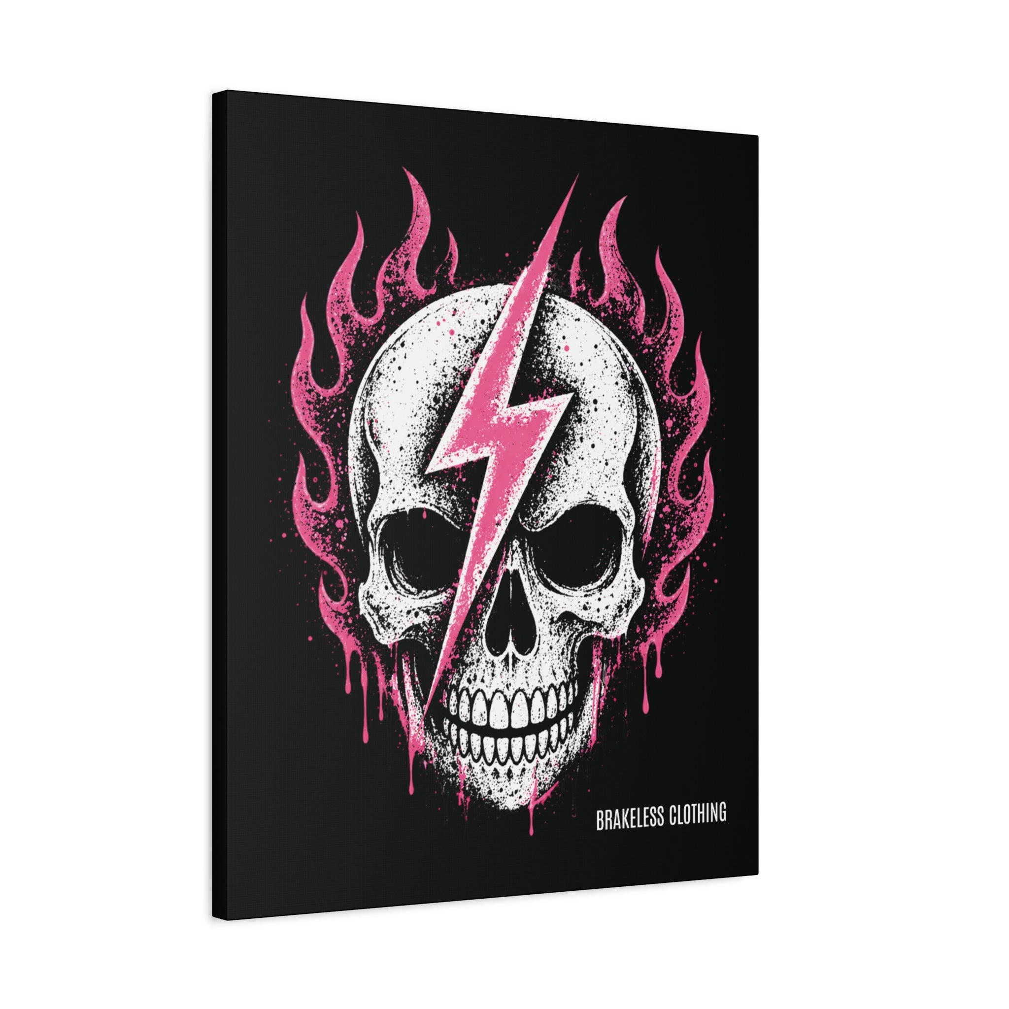 Pink Lightning Skull Canvas - BRAKELESS SEND IT ART
