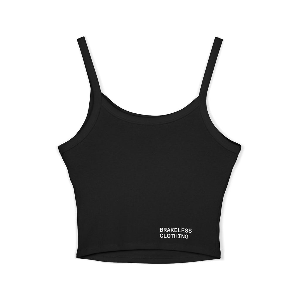 Brakeless Crop Tank — 'Brakeless' Graphic Spaghetti Strap Tank Top with Eat My Box Design