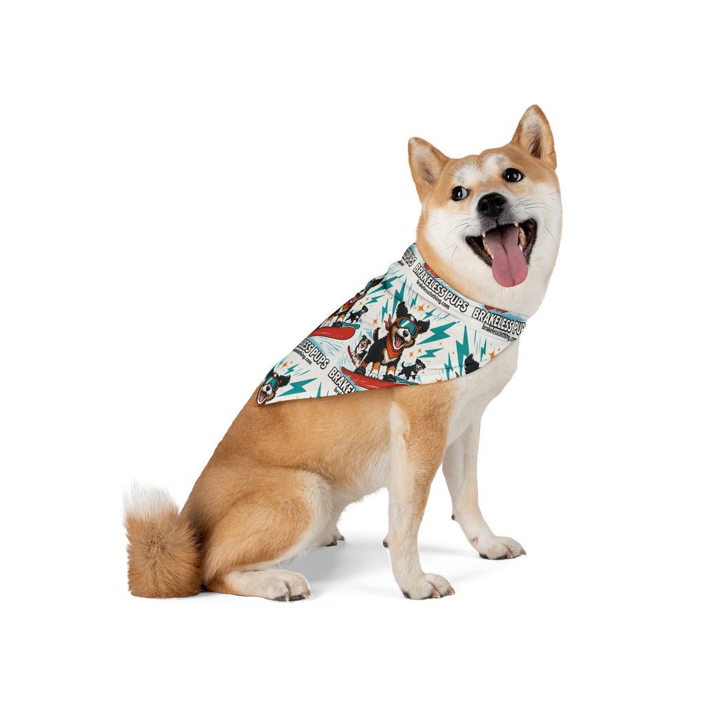 Snowboarding Dog Pet Bandana — 'Brakeless Pups' Winter Adventure Bandana for Dogs