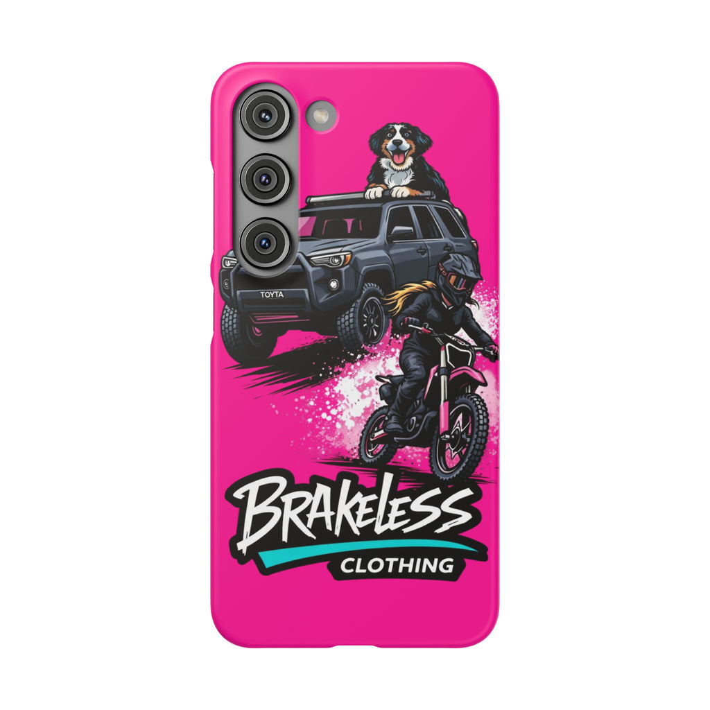 Phone Case — 'Brakeless Clothing' Off‑Road Motorcycle & 4x4 Design (Pink)