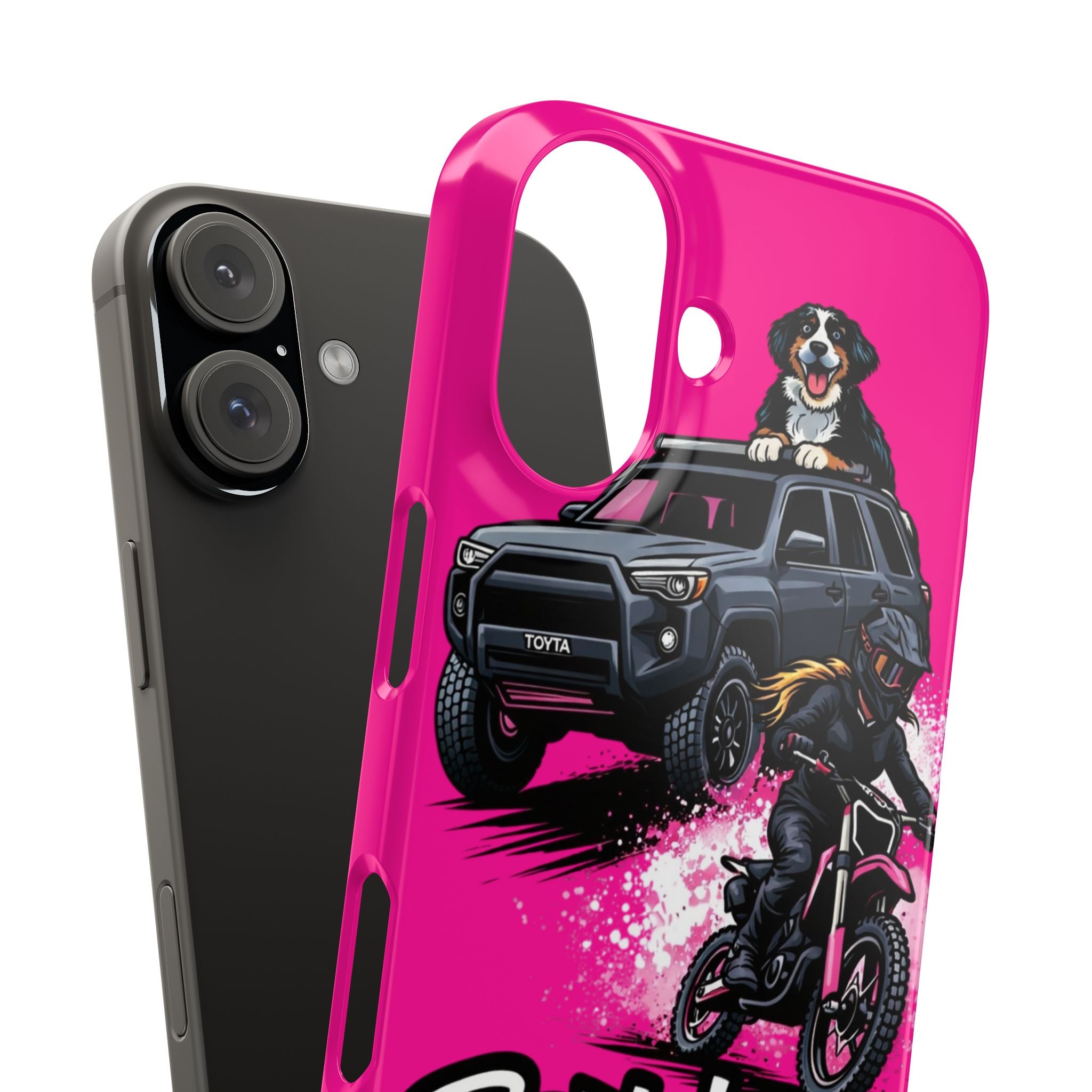 Phone Case — 'Brakeless Clothing' Off‑Road Motorcycle & 4x4 Design (Pink)