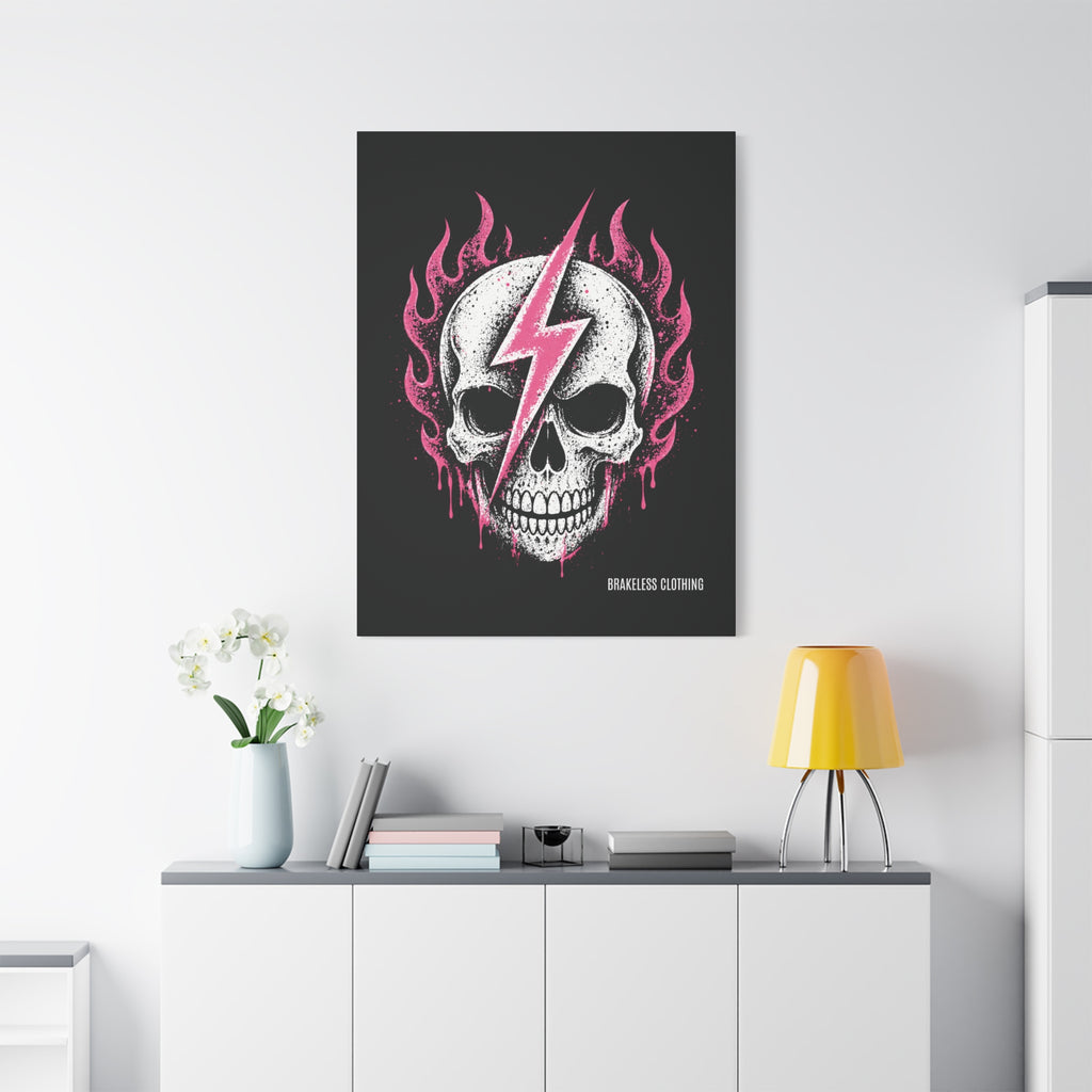 Pink Lightning Skull Canvas - BRAKELESS SEND IT ART