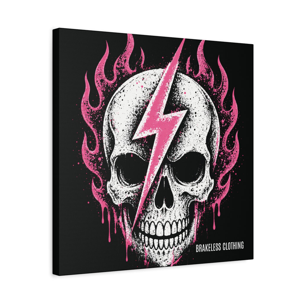 Pink Lightning Skull Canvas - BRAKELESS SEND IT ART