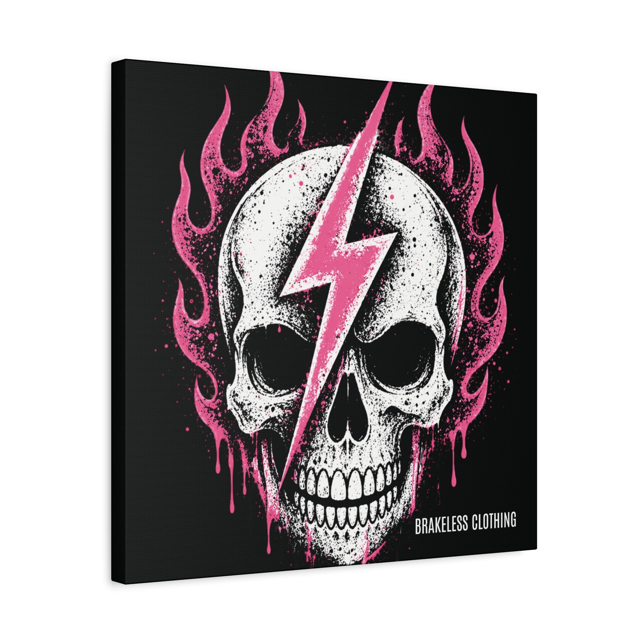 Pink Lightning Skull Canvas - BRAKELESS SEND IT ART
