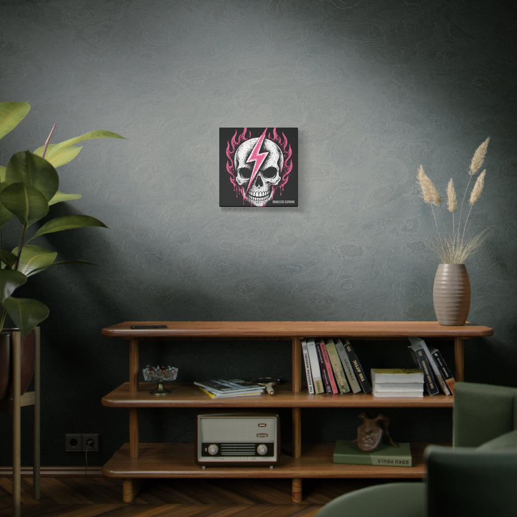Pink Lightning Skull Canvas - BRAKELESS SEND IT ART