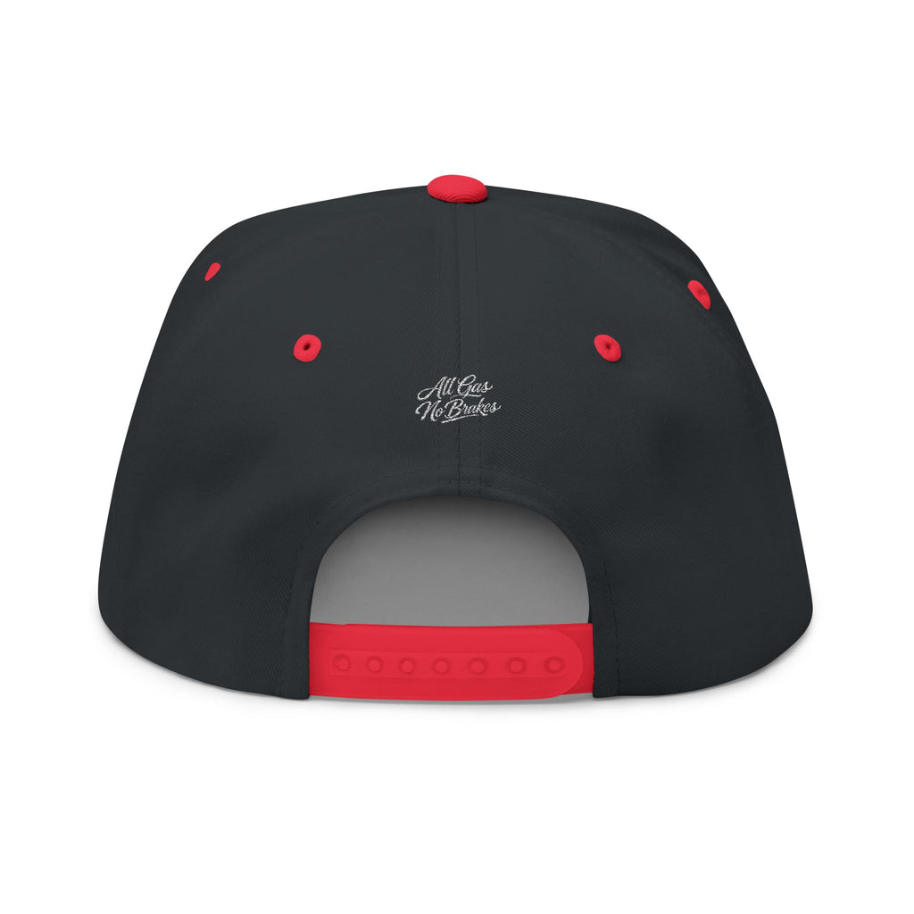 Brakeless Embroidered Flat Bill Cap — 'No Brakes, Bad Decisions'