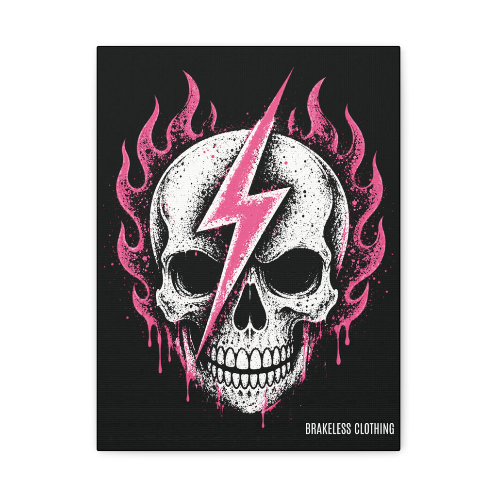Pink Lightning Skull Canvas - BRAKELESS SEND IT ART