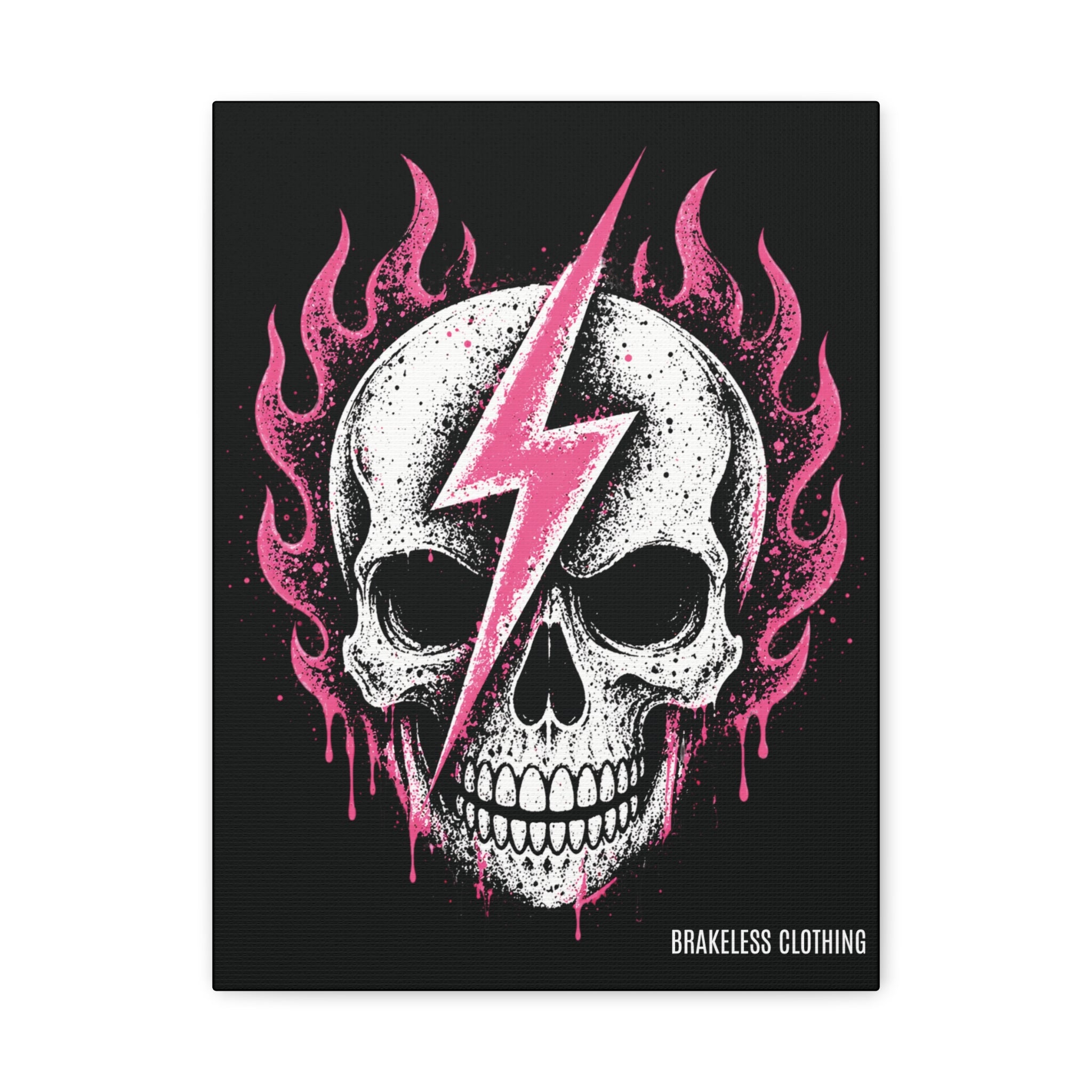 Pink Lightning Skull Canvas - BRAKELESS SEND IT ART