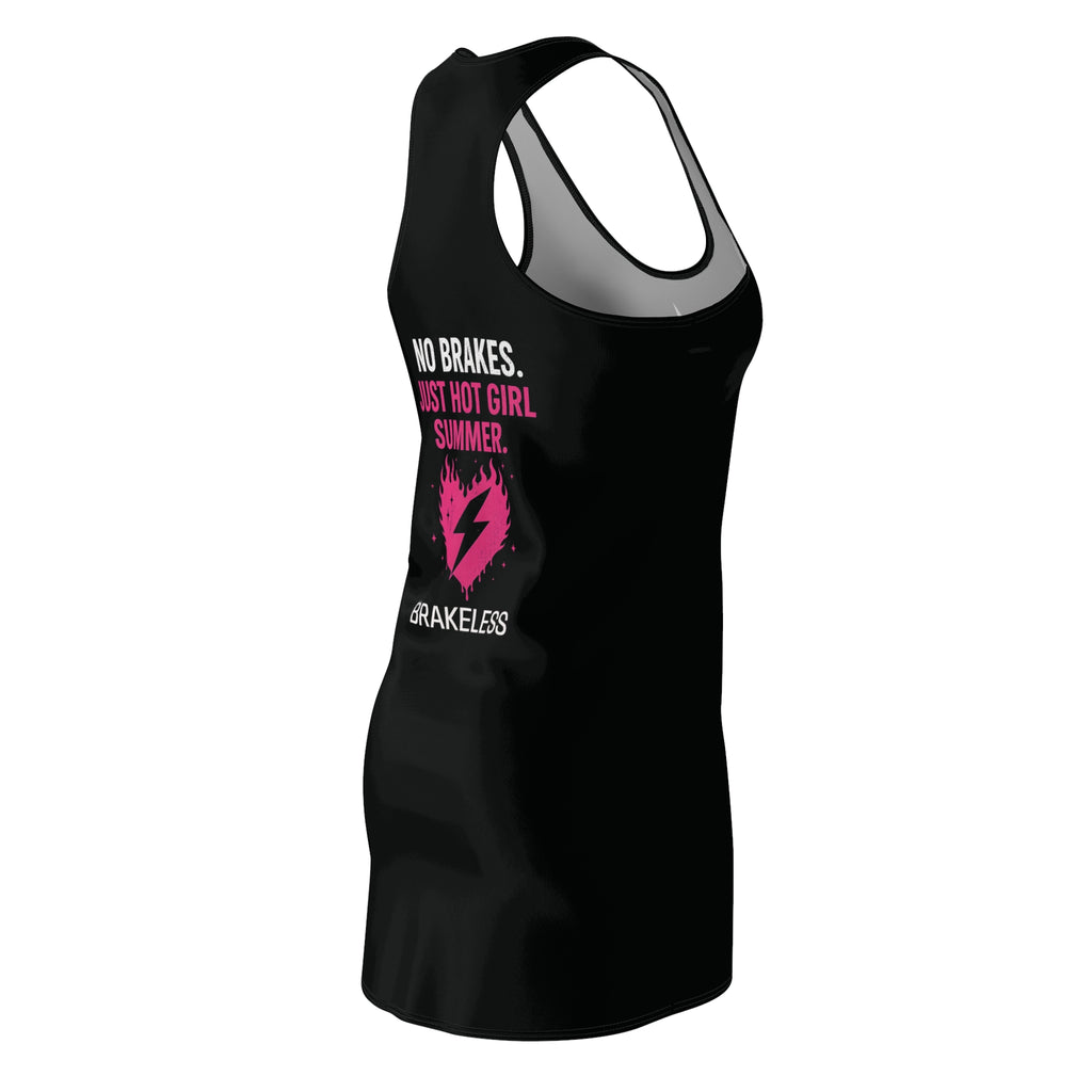 Racerback Dress — "No Brakes. Just Hot Girl Summer." Pink Lightning Heart