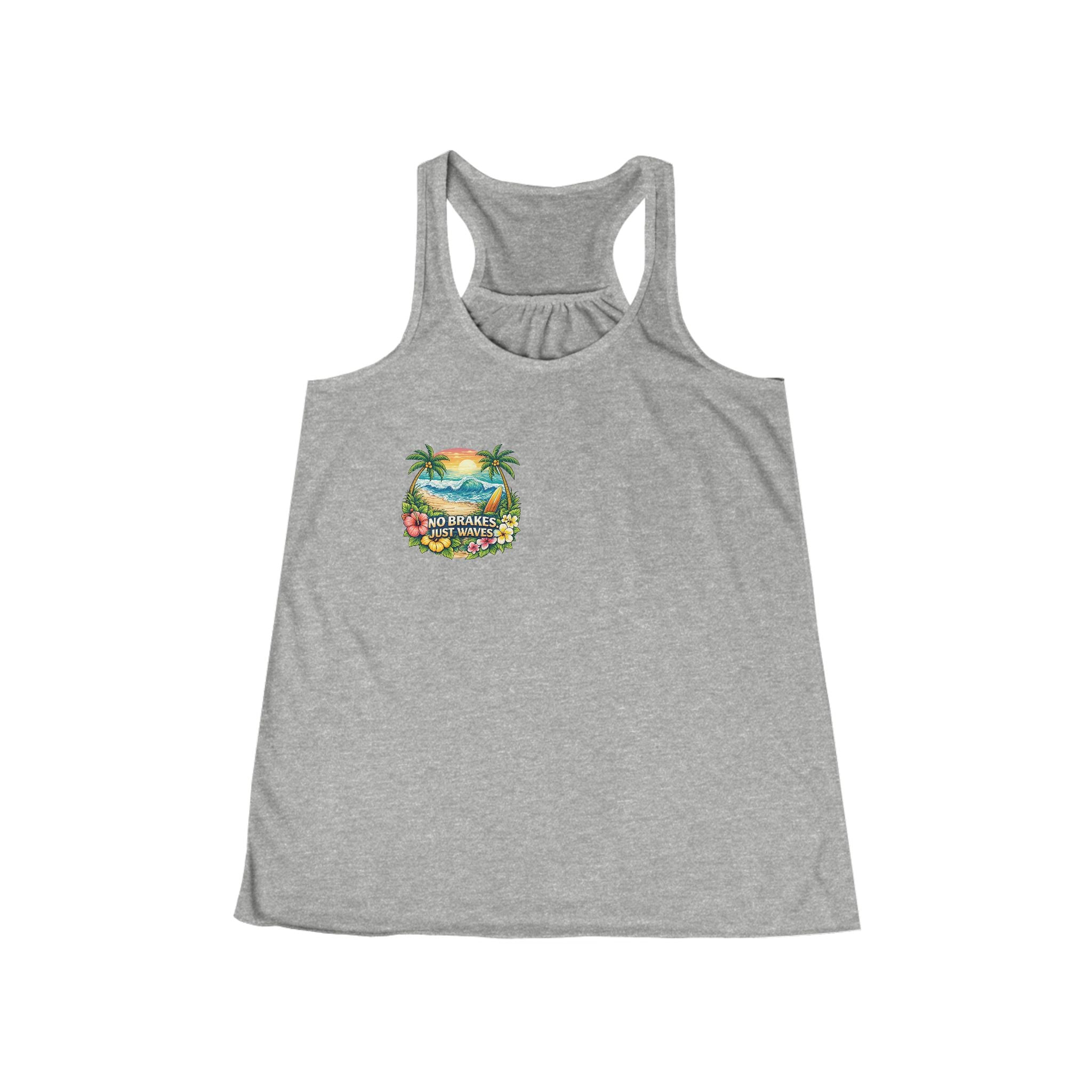 NO BRAKES. JUST WAVES. Women's Racerback Tank - 'Brakeless' Tropical Beach