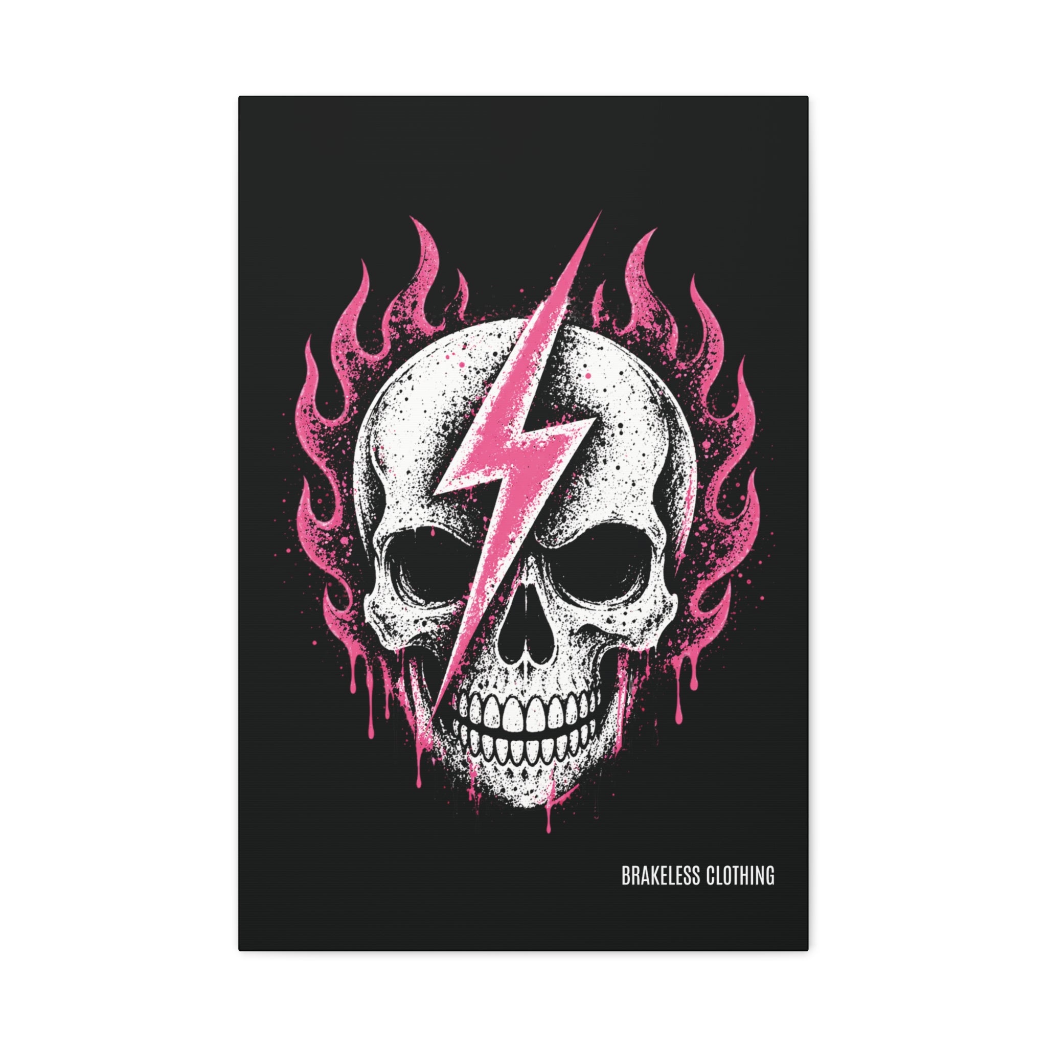 Pink Lightning Skull Canvas - BRAKELESS SEND IT ART