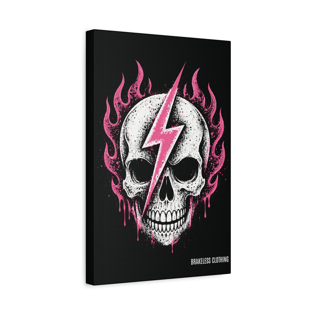 Pink Lightning Skull Canvas - BRAKELESS SEND IT ART