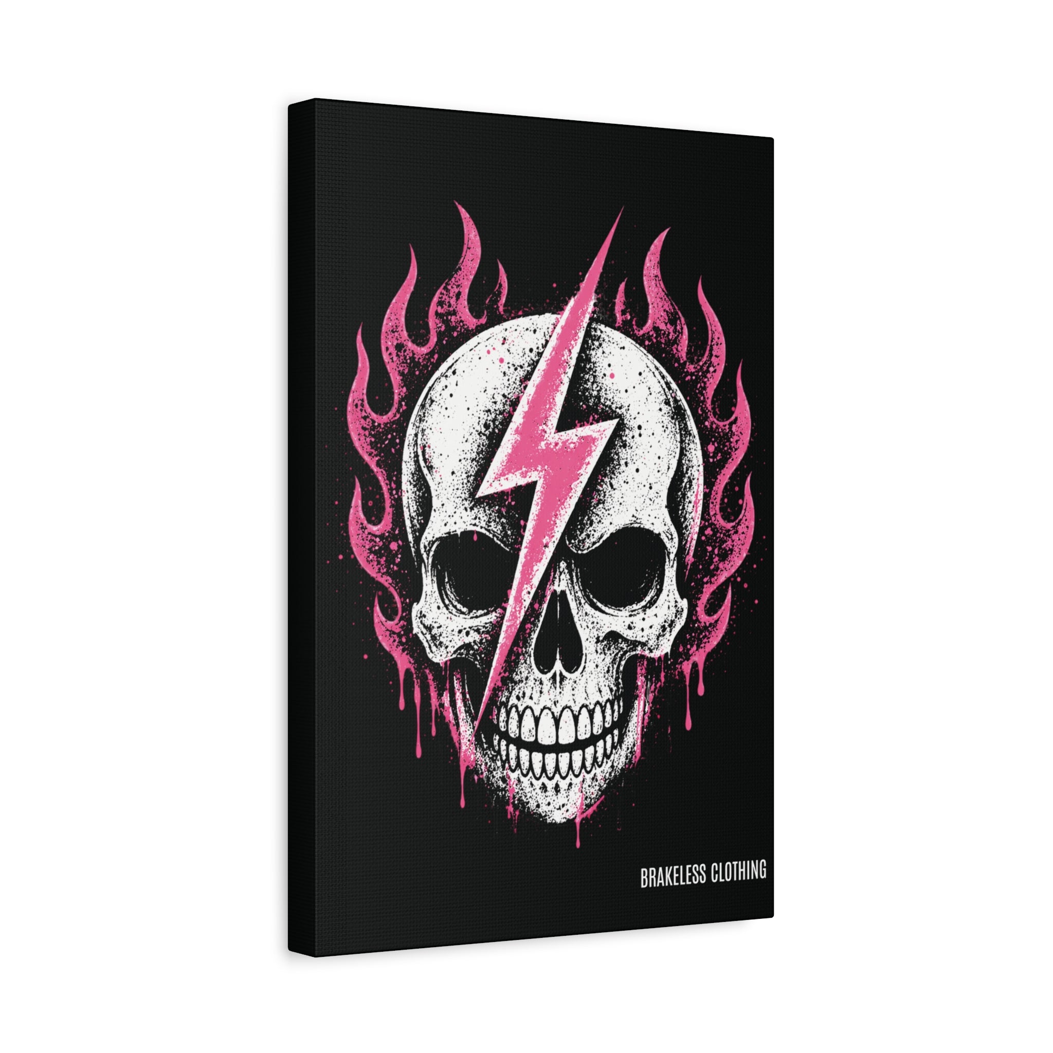 Pink Lightning Skull Canvas - BRAKELESS SEND IT ART