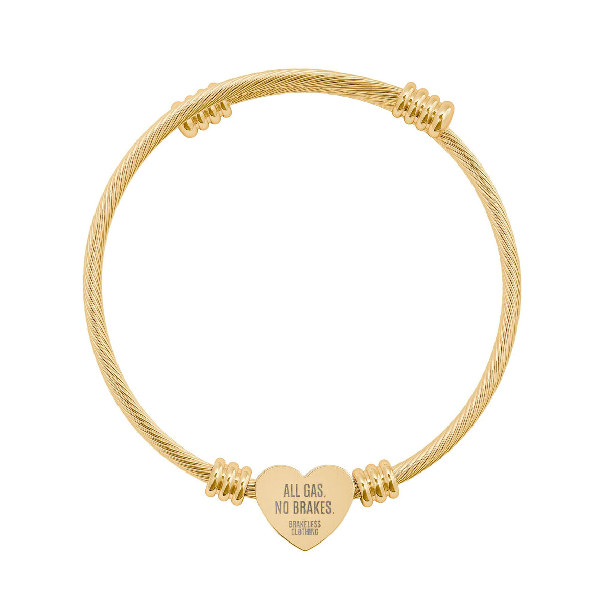 ALL GAS. NO BRAKES. Heart Cuff Bracelet (Engraving) - Brakeless Clothing - Accessories - BRAKELESS