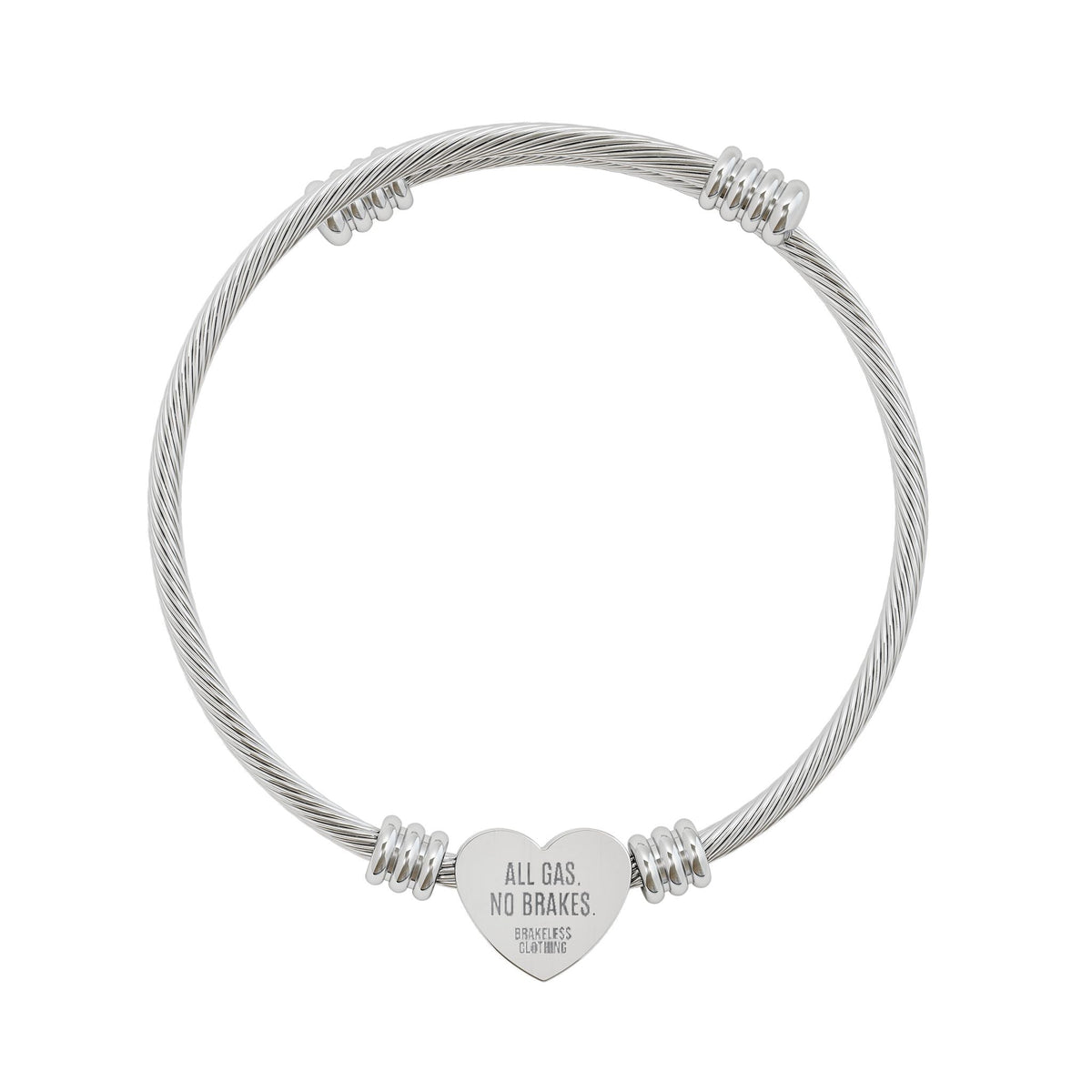 ALL GAS. NO BRAKES. Heart Cuff Bracelet (Engraving) - Brakeless Clothing - Accessories - BRAKELESS
