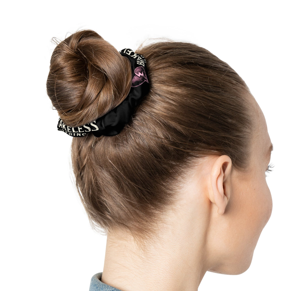Brakeless Black Heart Scrunchie - Punk Rock Lightning Hair Tie - Accessories - BRAKELESS