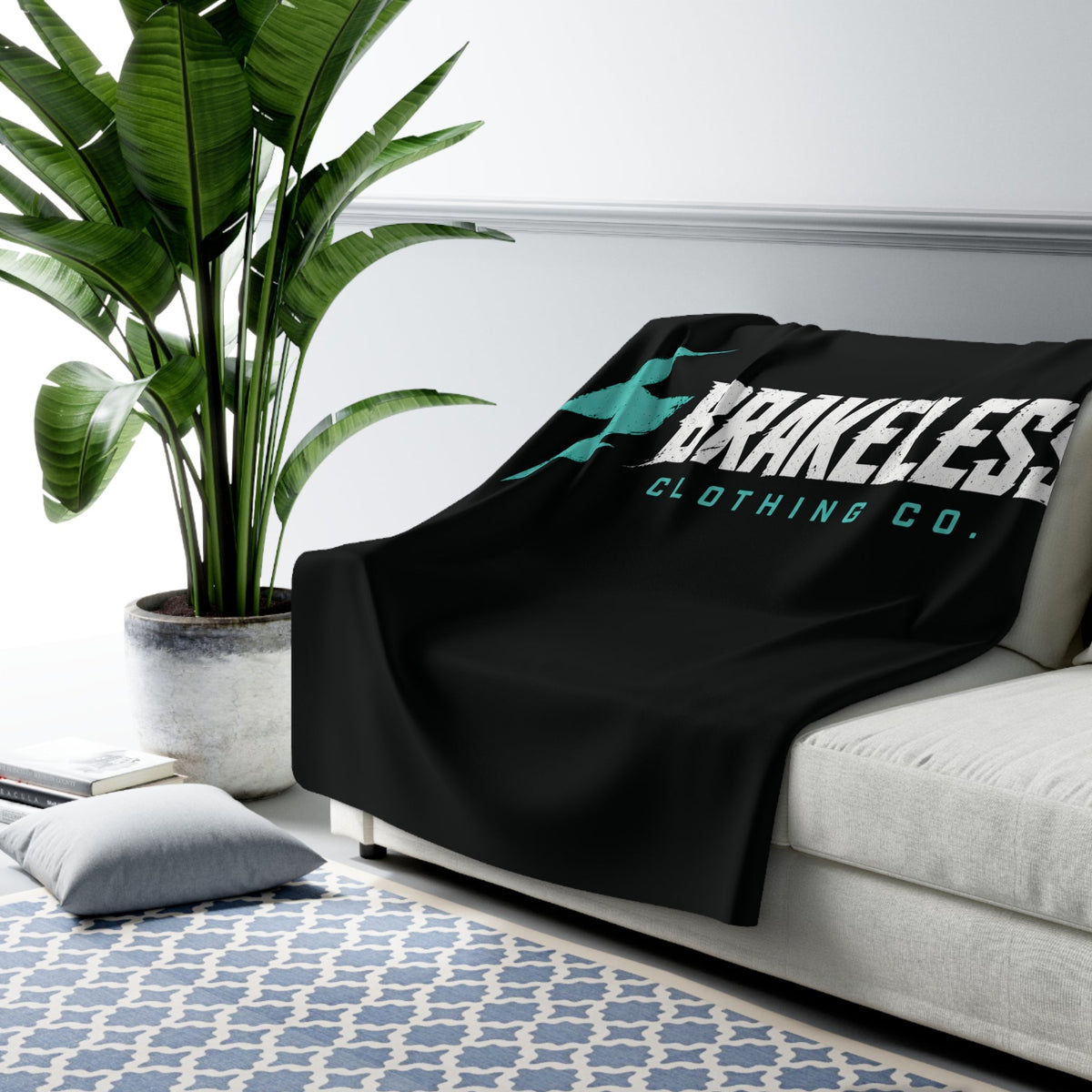 Brakeless Clothing Co. Sherpa Blanket — Cozy Brushed Fleece Throw with Lightning Logo - Home Decor - BRAKELESS