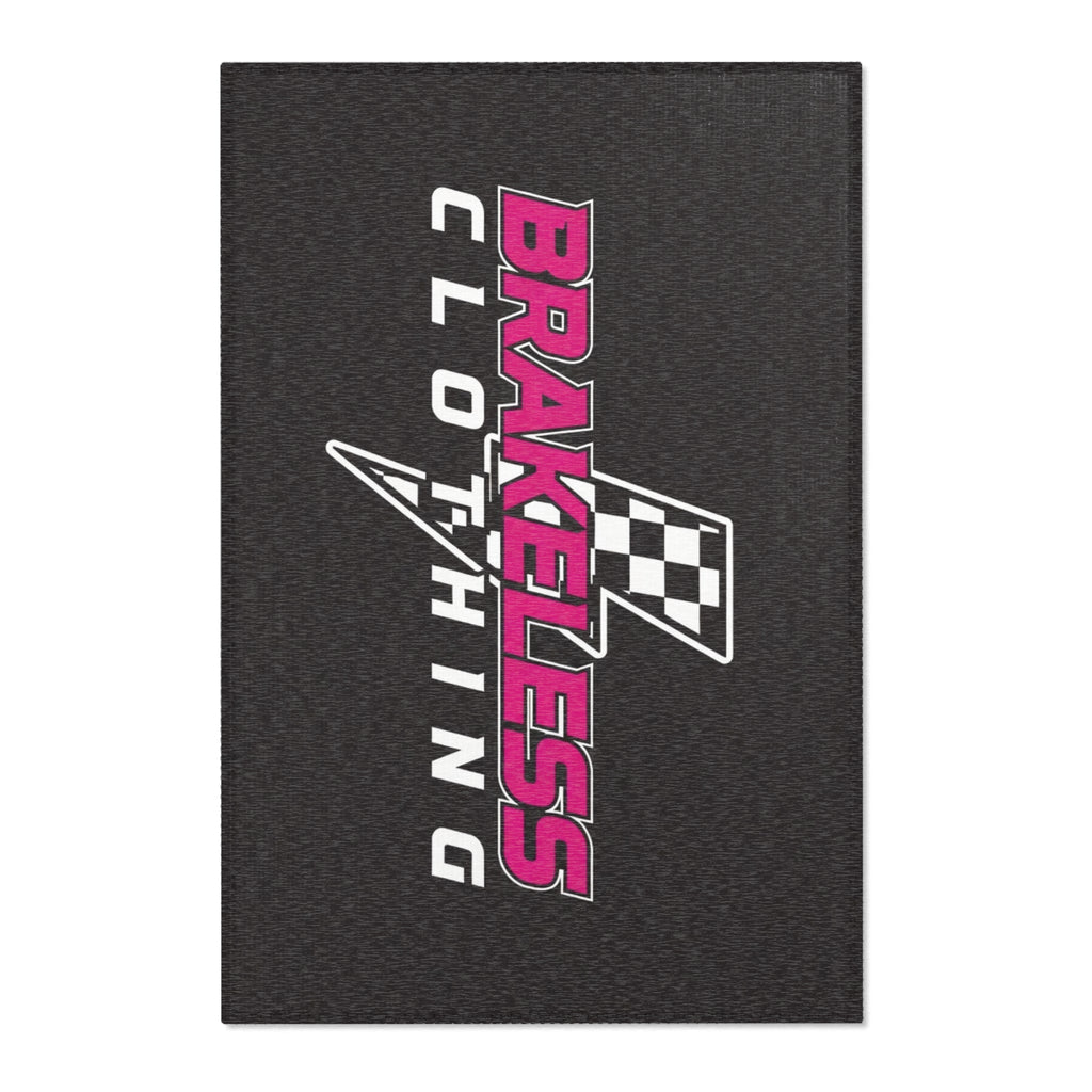 Brakeless Clothing Racing Logo Area Rug — Retro Checkered Moto Floor Mat - Home Decor - BRAKELESS