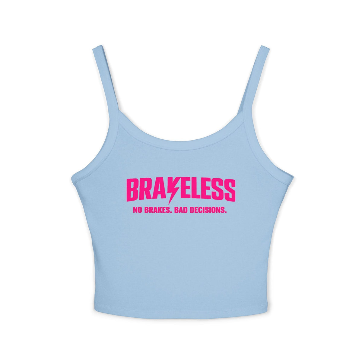 Brakeless Clothing Women's Spaghetti Strap Crop Tank — Bold Pink Logo Streetwear - Tank Top - BRAKELESS