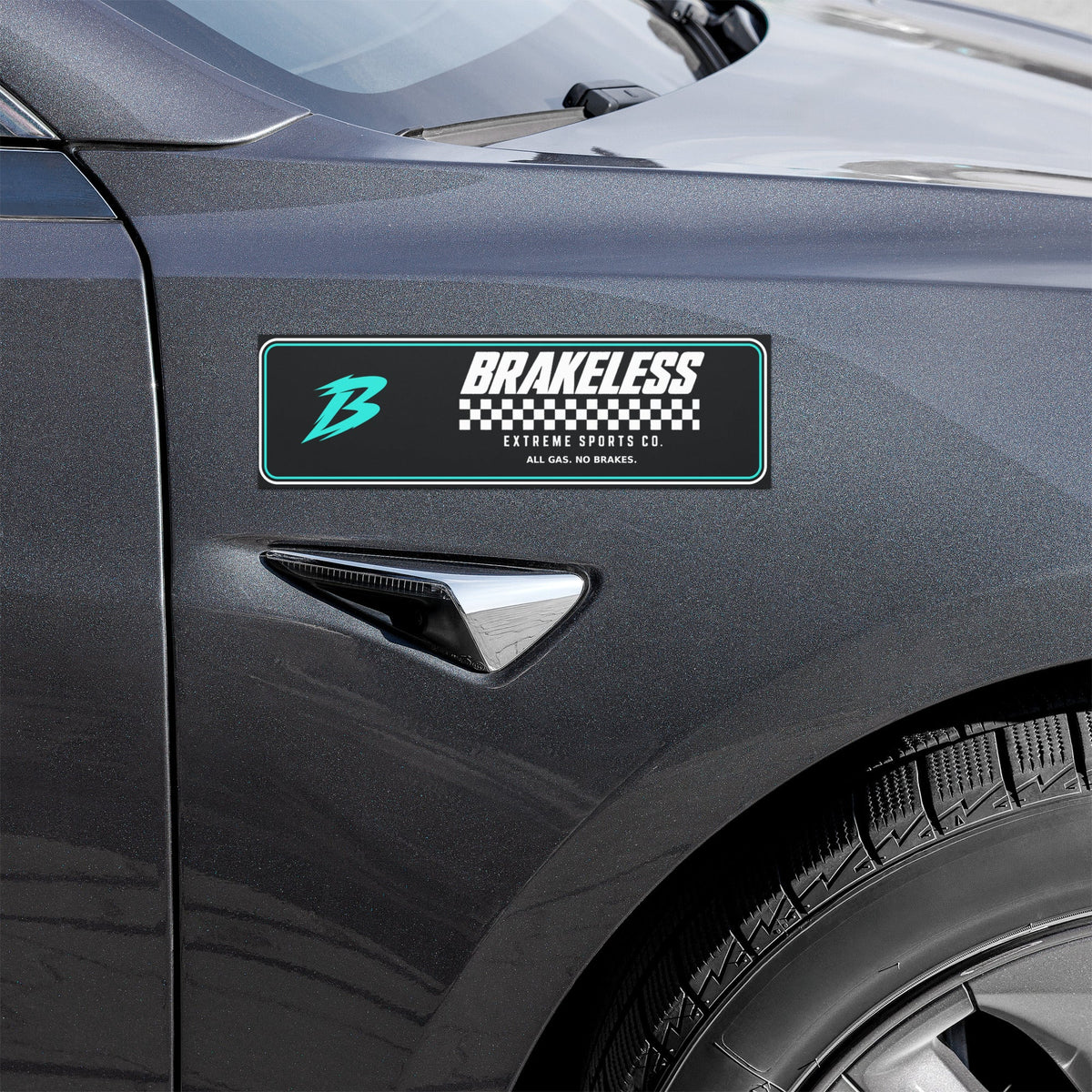 BRAKELESS - EXTREME SPORTS CO. - Car magnet (10"x3") - BRAKELESS