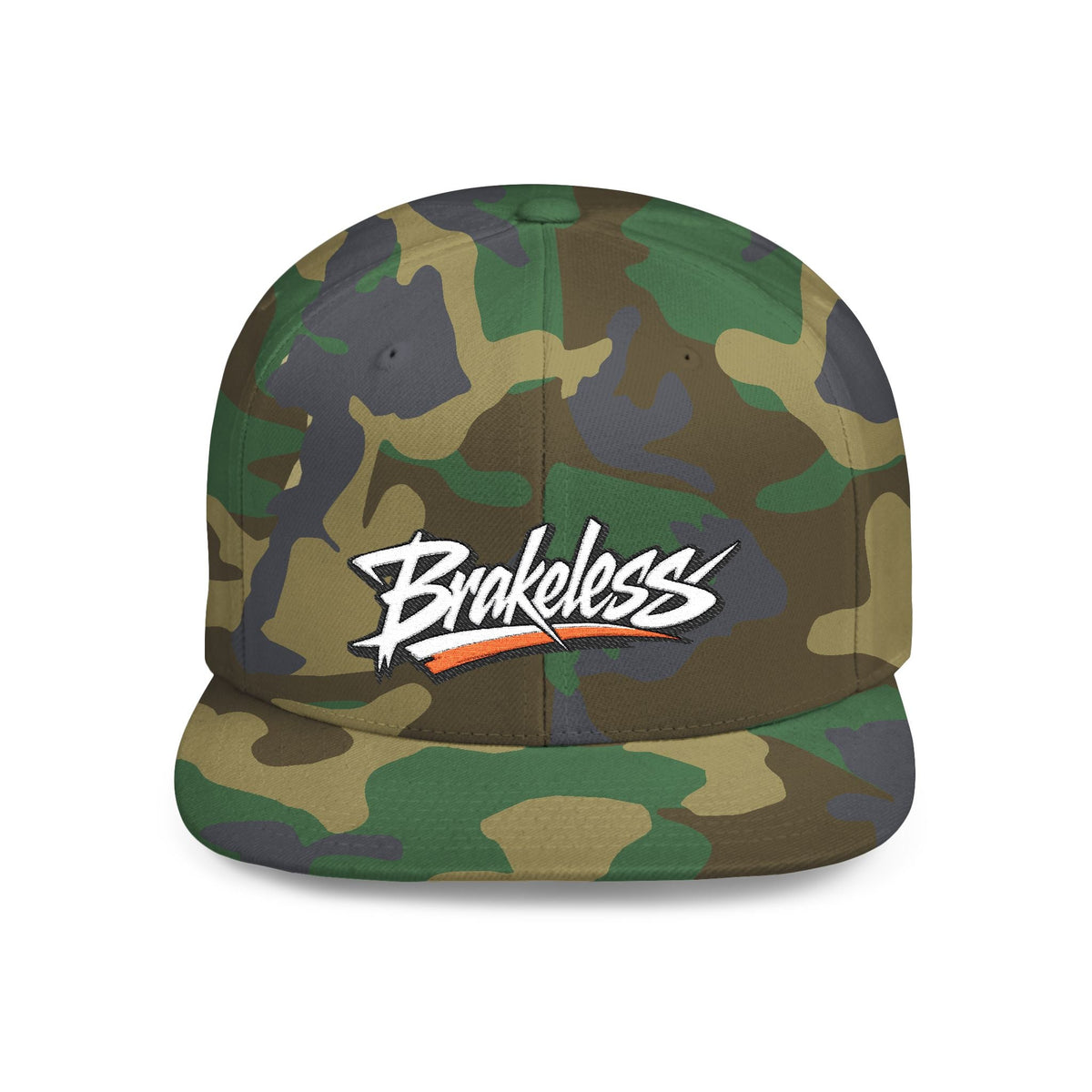 Brakeless Flat Bill Snapback Hat — Streetwear Grey Embroidered Cap - Hats - BRAKELESS