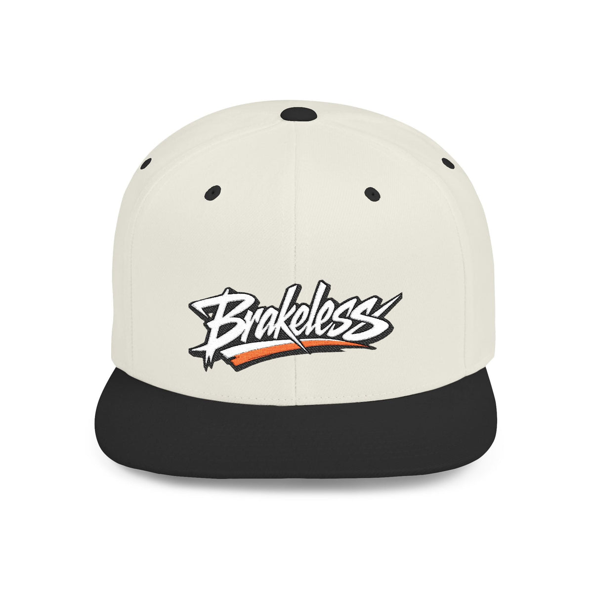 Brakeless Flat Bill Snapback Hat — Streetwear Grey Embroidered Cap - Hats - BRAKELESS