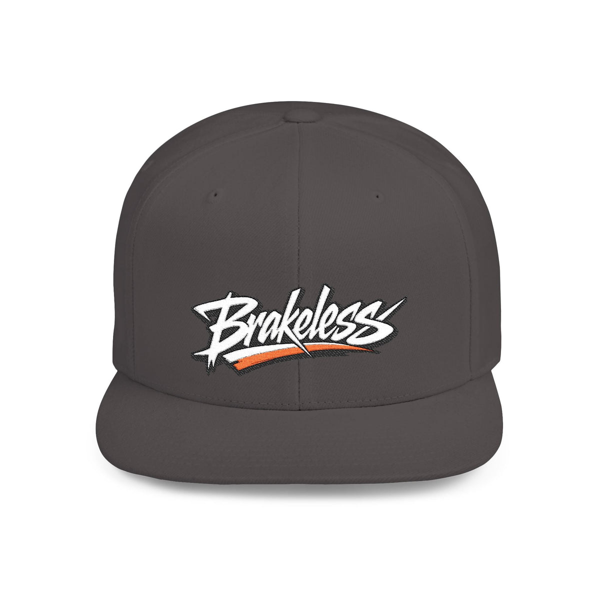 Brakeless Flat Bill Snapback Hat — Streetwear Grey Embroidered Cap - Hats - BRAKELESS