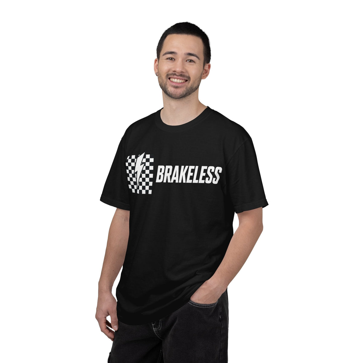 Brakeless Graphic Race T‑Shirt — Checkered Lightning Streetwear Tee - T-Shirt - BRAKELESS