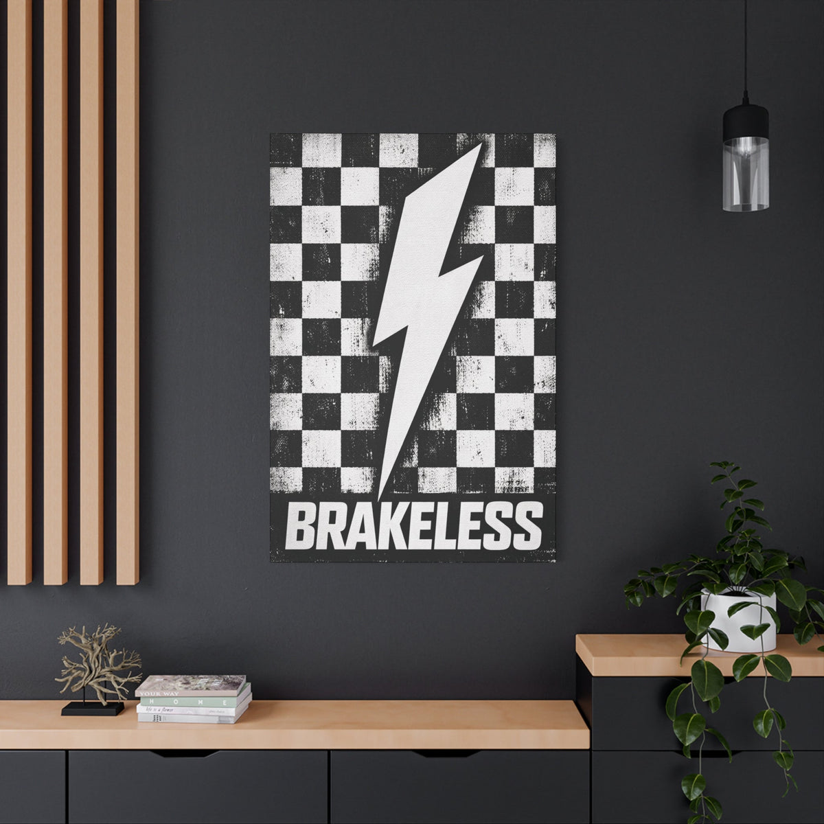 Brakeless Lightning Checkerboard Canvas Print - Canvas - BRAKELESS