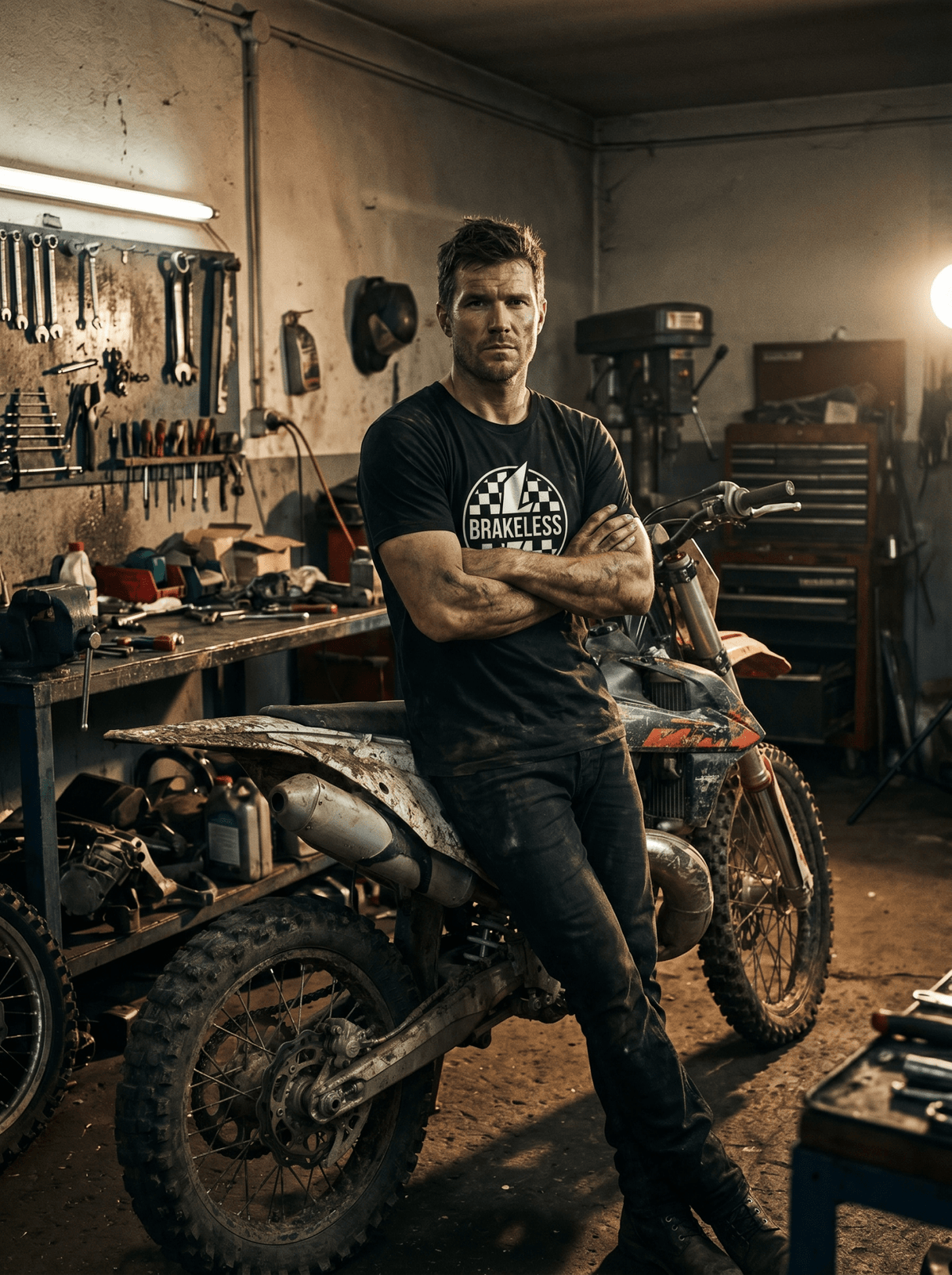 Brakeless Lightning Checkered T-Shirt – Racing Tee - T-Shirt - BRAKELESS