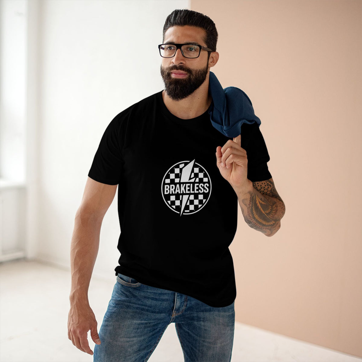 Brakeless Lightning Checkered T-Shirt – Racing Tee - T-Shirt - BRAKELESS