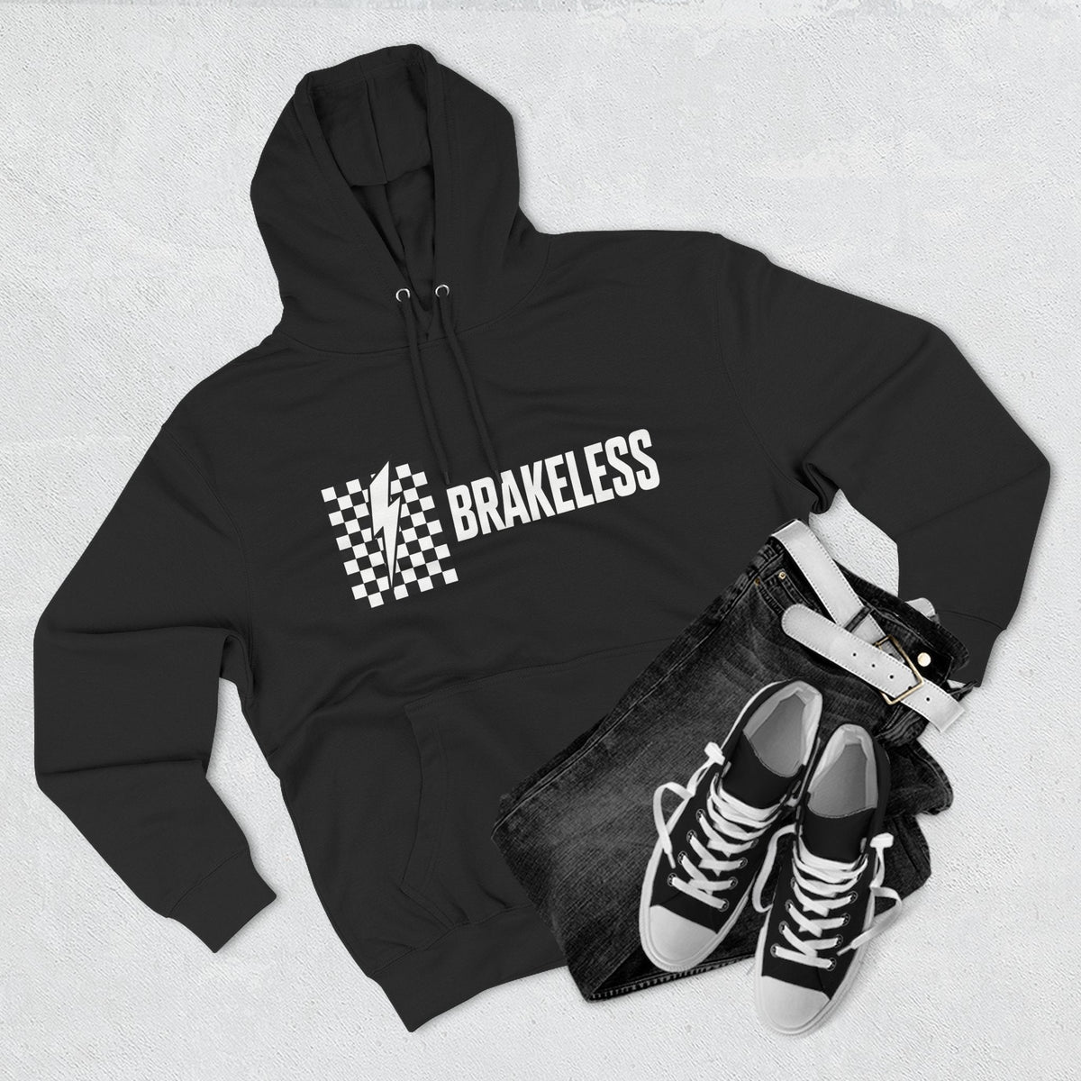 Brakeless Racing Hoodie — Checker Flag Streetwear Pullover - Hoodie - BRAKELESS