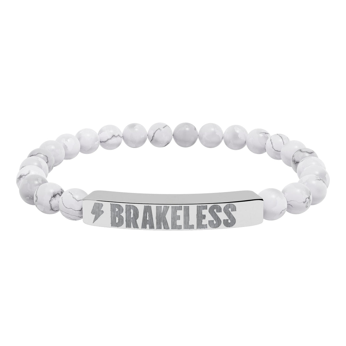 Engraved Natural Stone Stretch Bar Bracelet — 'BRAKELESS' Beaded Bracelet - Accessories - BRAKELESS