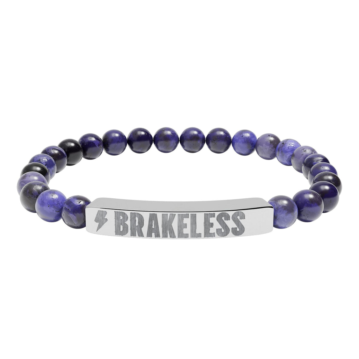 Engraved Natural Stone Stretch Bar Bracelet — 'BRAKELESS' Beaded Bracelet - Accessories - BRAKELESS