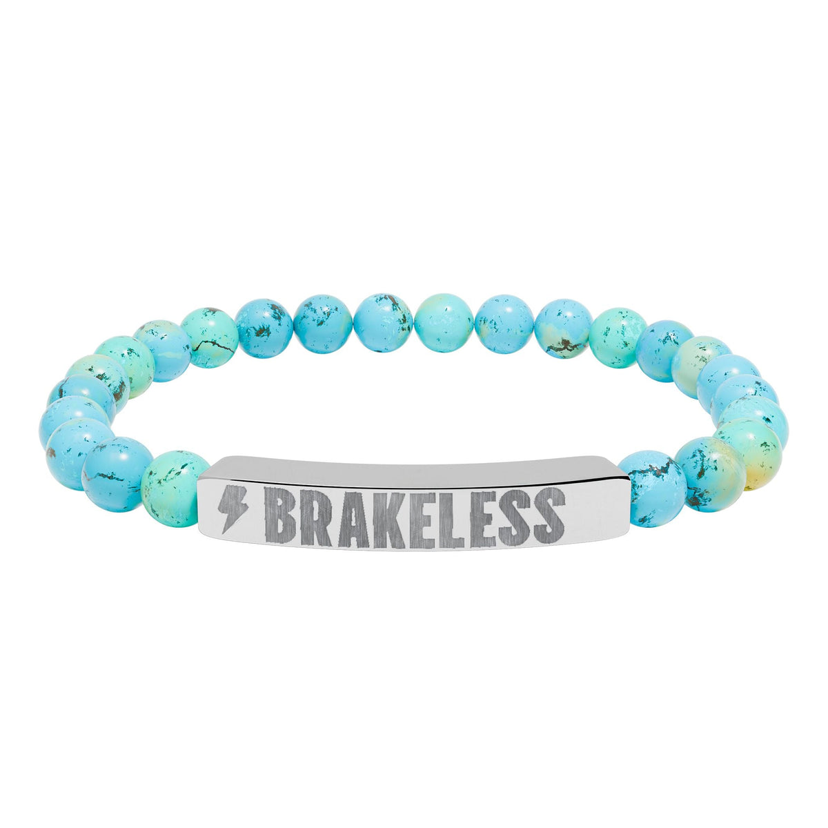 Engraved Natural Stone Stretch Bar Bracelet — 'BRAKELESS' Beaded Bracelet - Accessories - BRAKELESS