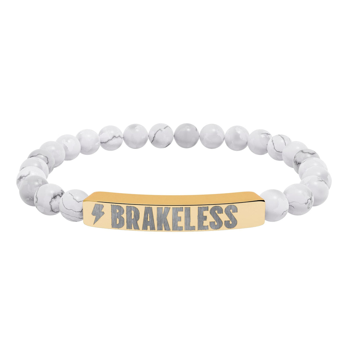 Engraved Natural Stone Stretch Bar Bracelet — 'BRAKELESS' Beaded Bracelet - Accessories - BRAKELESS