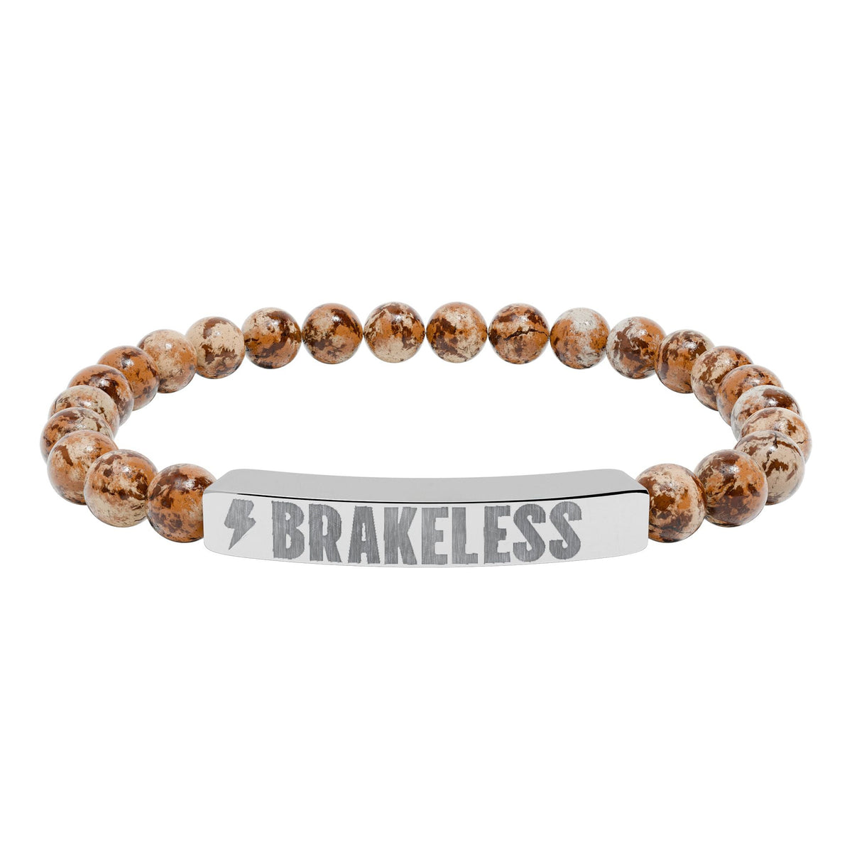 Engraved Natural Stone Stretch Bar Bracelet — 'BRAKELESS' Beaded Bracelet - Accessories - BRAKELESS
