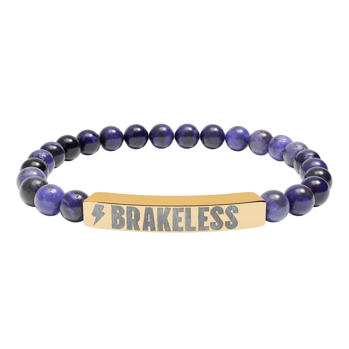 Engraved Natural Stone Stretch Bar Bracelet — 'BRAKELESS' Beaded Bracelet - Accessories - BRAKELESS
