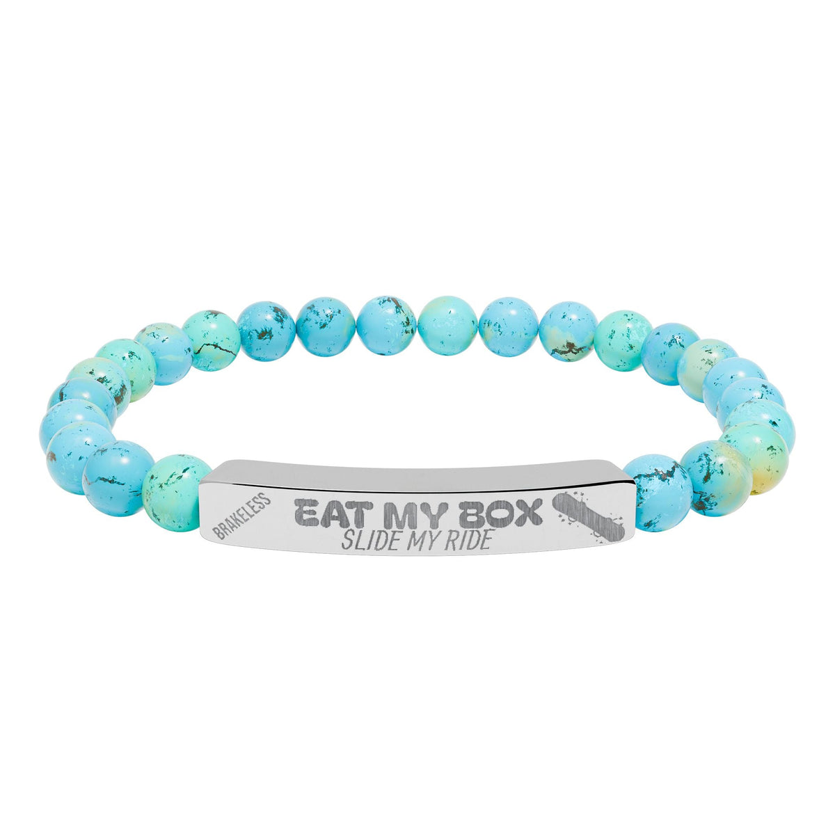Engraved Natural Stone Stretch Bracelet — "EAT MY BOX" Bar - Accessories - BRAKELESS