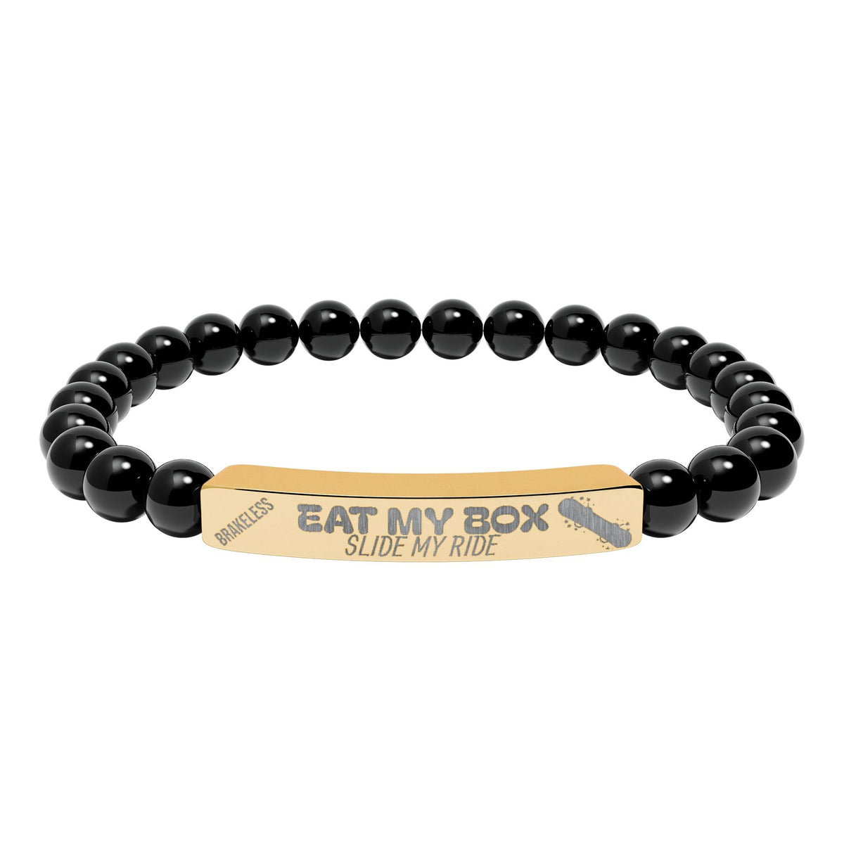 Engraved Natural Stone Stretch Bracelet — "EAT MY BOX" Bar - Accessories - BRAKELESS