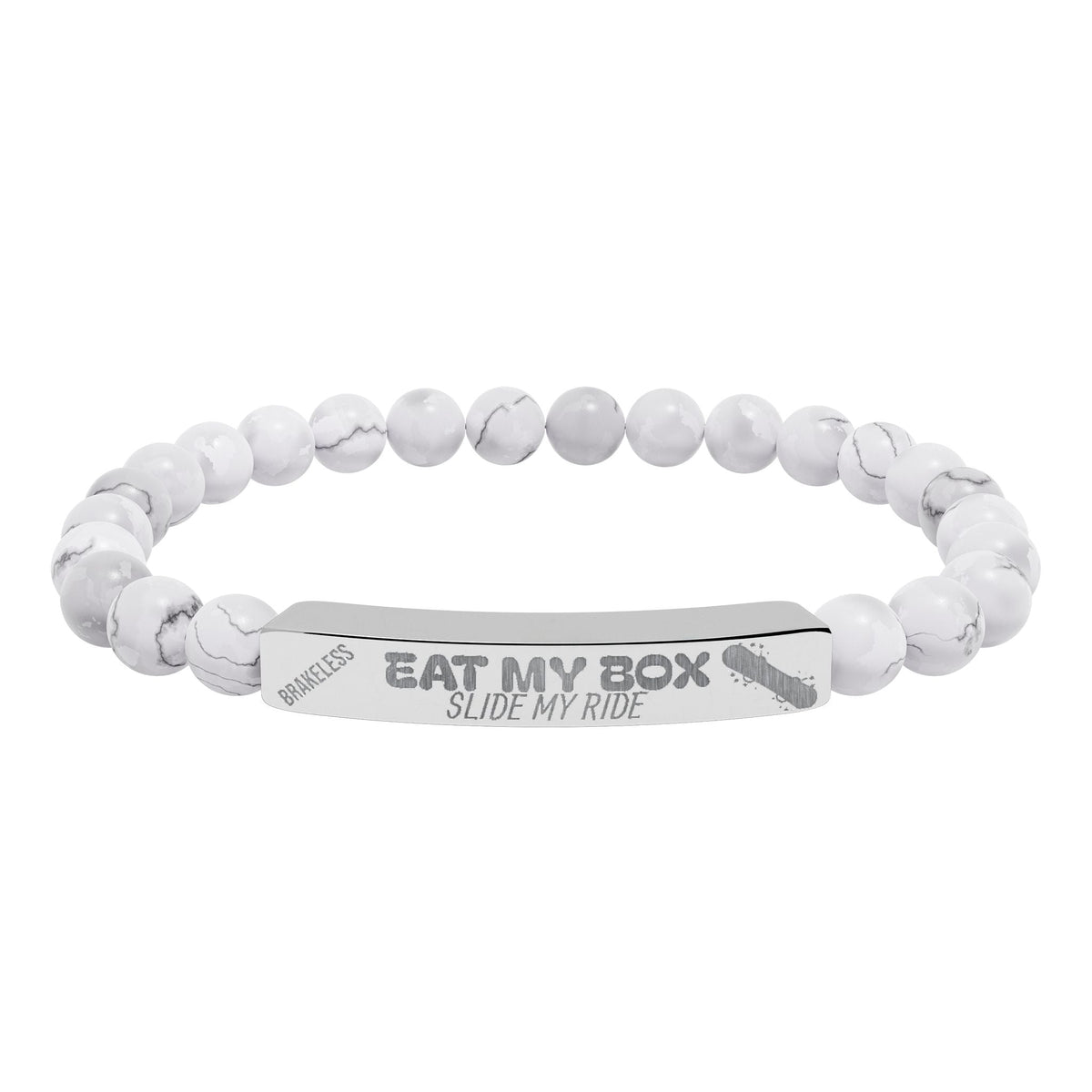 Engraved Natural Stone Stretch Bracelet — "EAT MY BOX" Bar - Accessories - BRAKELESS
