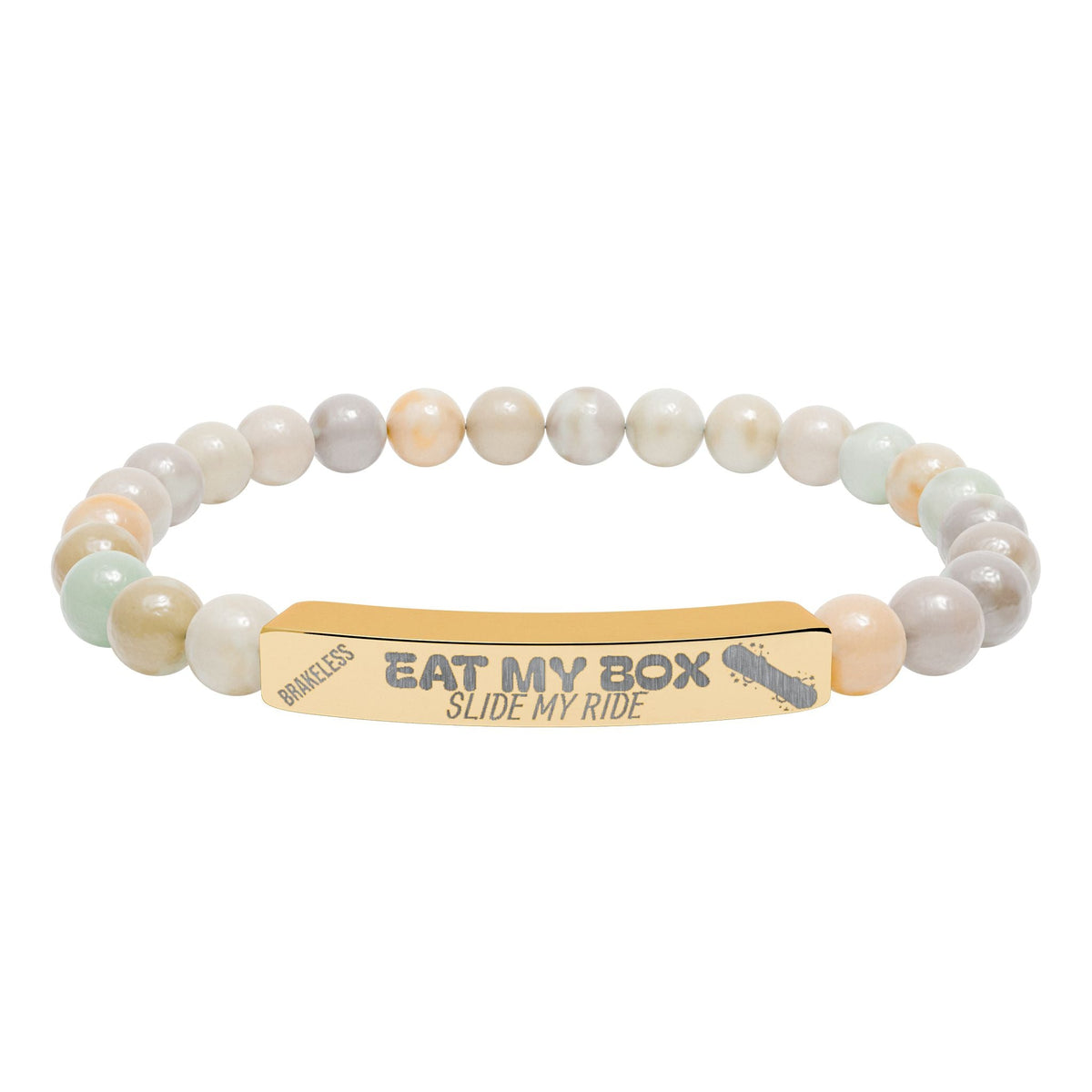 Engraved Natural Stone Stretch Bracelet — "EAT MY BOX" Bar - Accessories - BRAKELESS